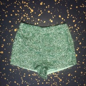 NWOT Sparkly Green Sequin Glitter Trendy Shorts